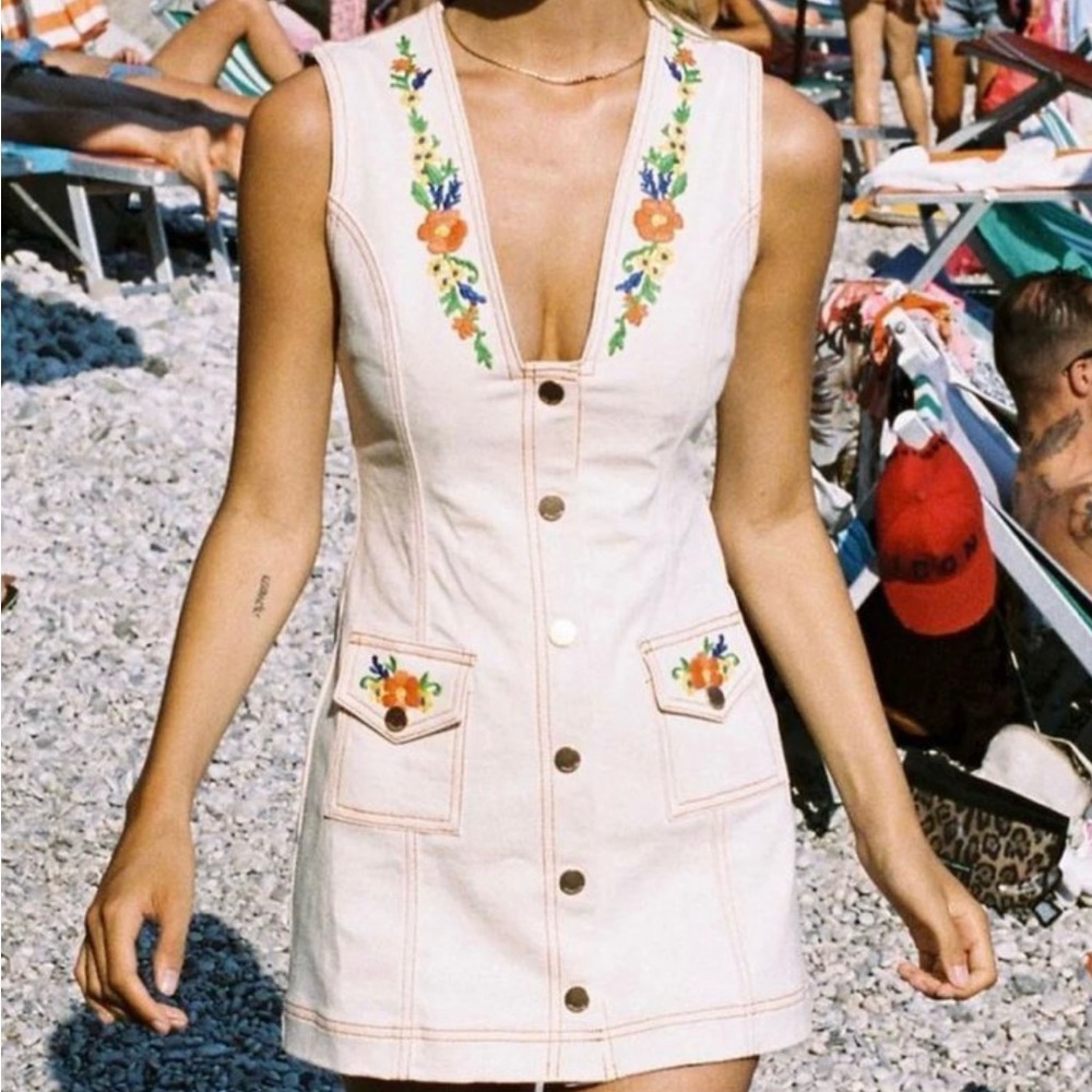 Alice McCall Cream Floral Embroidered Midi Dress
